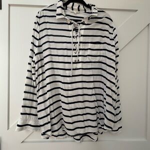 beachlunchlounge Striped Lace-Up Shirt